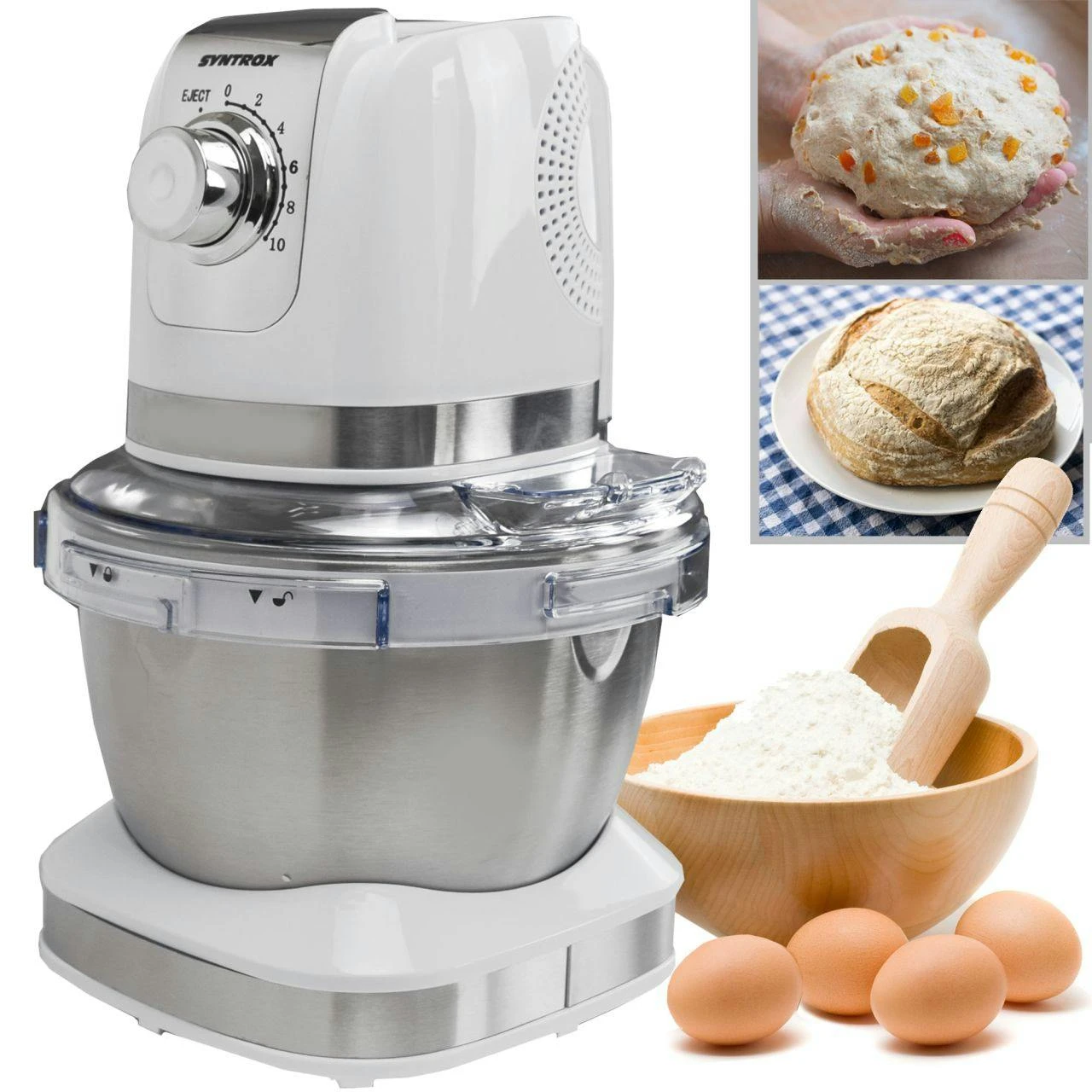 Küchenmaschine Wezen Knetmaschine & Mixer Mit Edelstahl-Behälter Creme – Bild 5