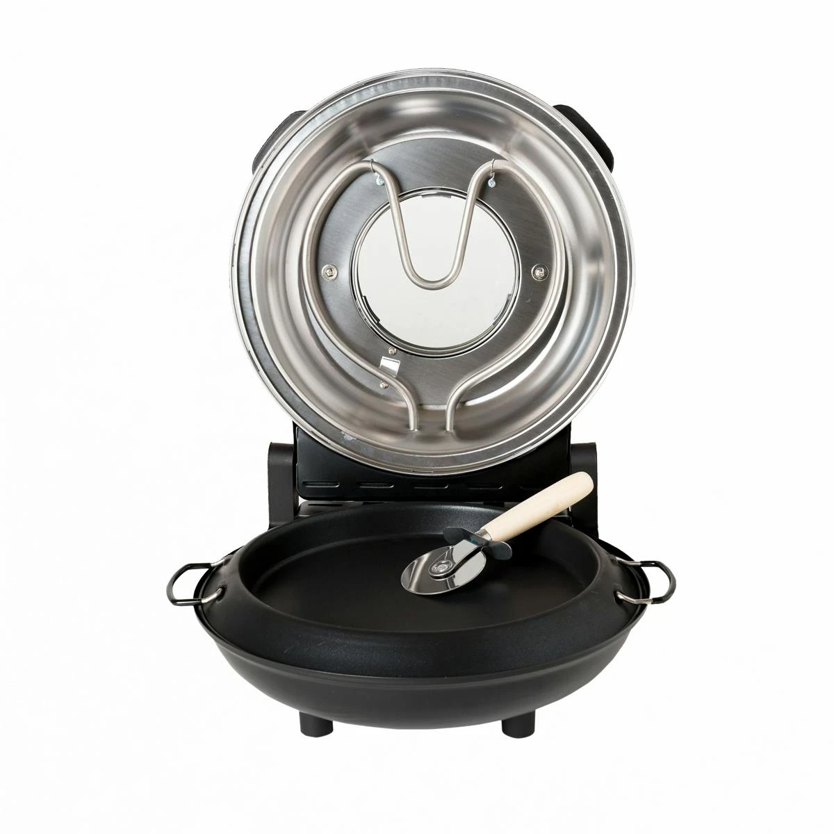 Schäfer Pizzamaker 32cm Mit Zubehör Express Pizzaofen 1200W Keramiksteinplatte 360-400ºC (schwarz) – Bild 4